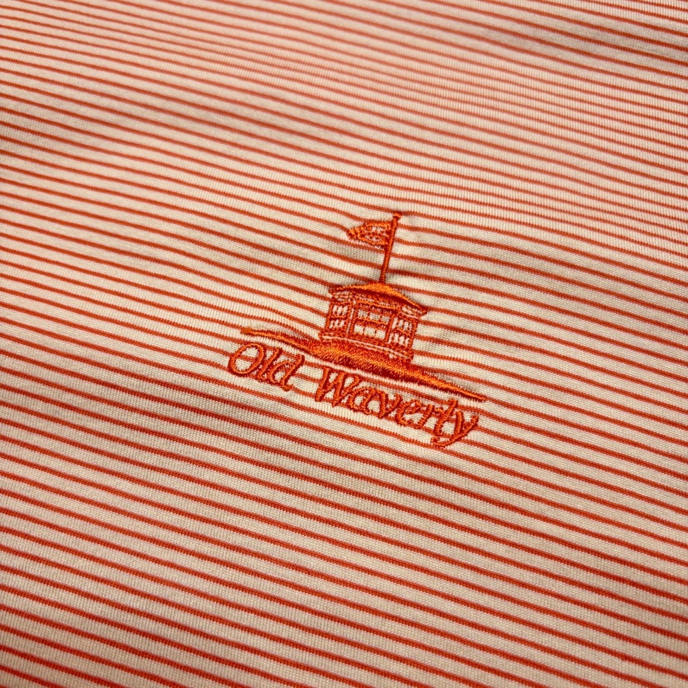 Fairway & Greene Old Waverly Polo Mens L Orange Striped Mercerized Cotton Golf - Picture 2 of 7